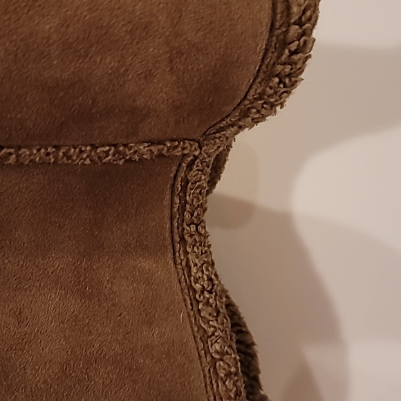 L.L. Bean Womans Vintage Brown Faux Suede Microfiber Jacket Coat Size L Sherpa - Picture 7 of 9